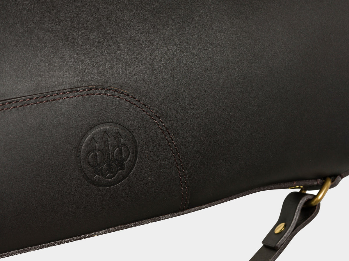 Terrain EVO Leather Gun Case Dark Brown - détail logo embossé